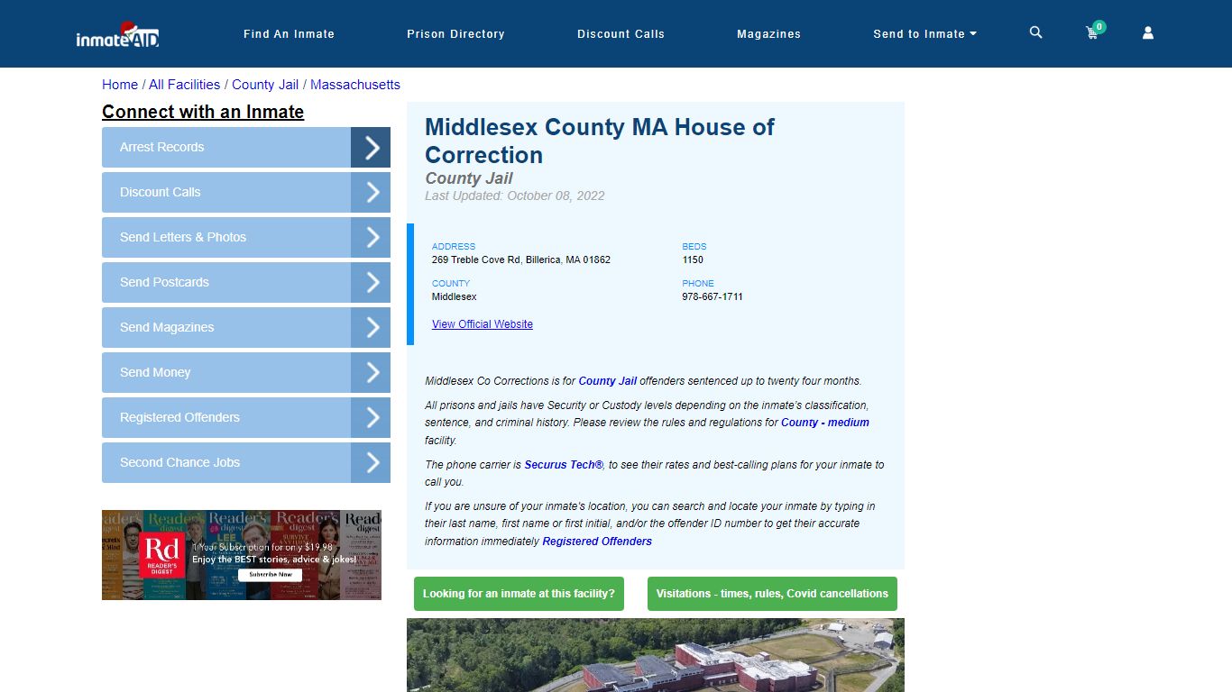 Middlesex County MA House of Correction - InmateAid